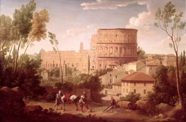 Uma visão do Coliseu com um viajante, 1731